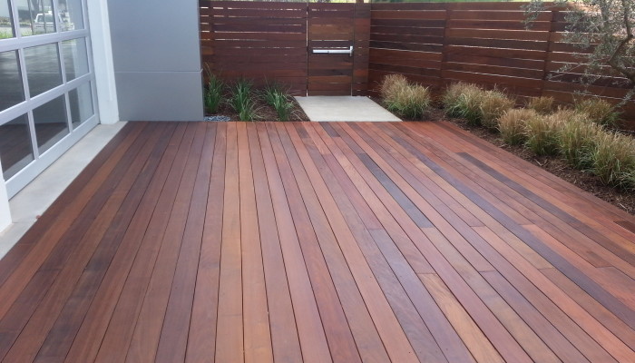 Stained new IPE deck and fence