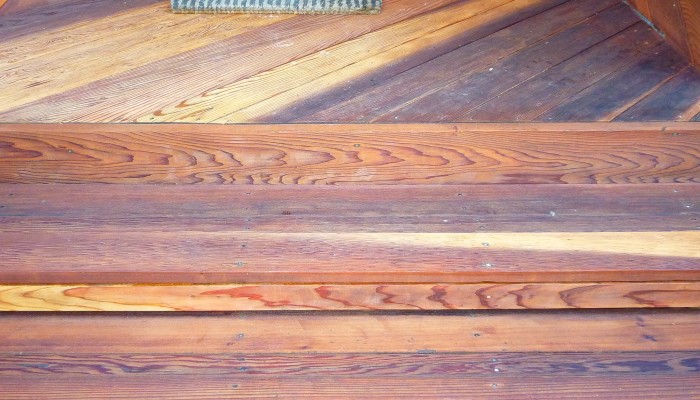 Redwood steps after restoring and staining