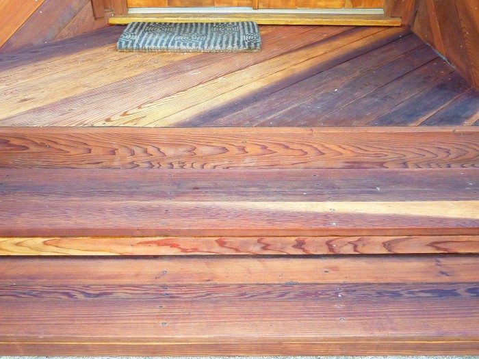 Redwood steps after restoring and staining