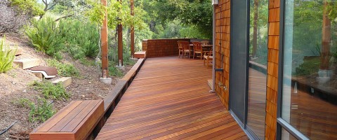 Redwood deck after restoration