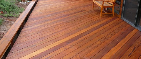 Redwood deck after restoration