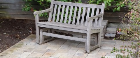 Teak bench before restoration
