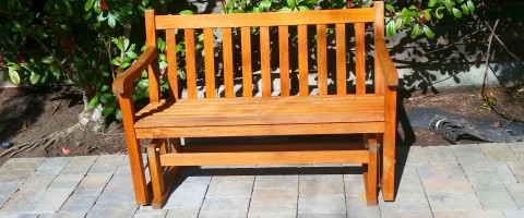Teak bench after restoration