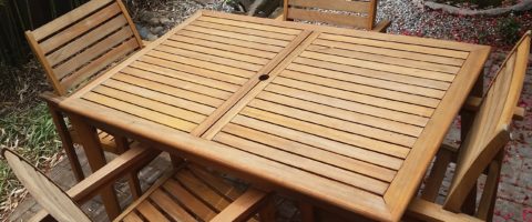 Teak patio furniture after restoration