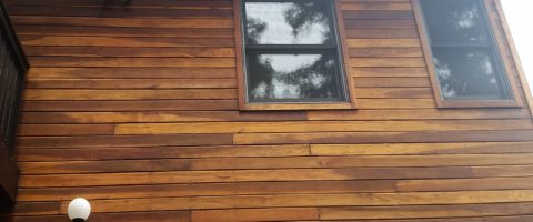 Redwood siding after staining